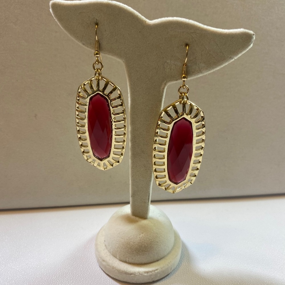Claret Gold and Red Earrings